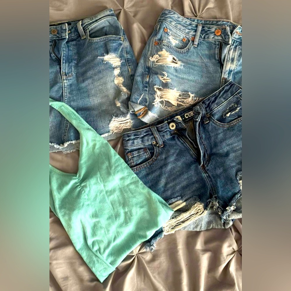Holster-American Eagle-Song denim lot- Distressed-curvy-skirt-shorts-halter SZ0